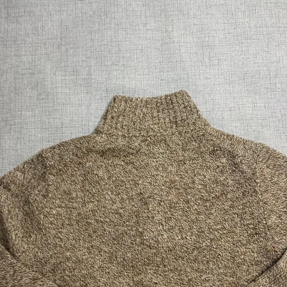 J Crew Rugged Merino Sweater Men's S Brown Wool Blend 1/4 Zip Mock Neck - Picture 10 of 11